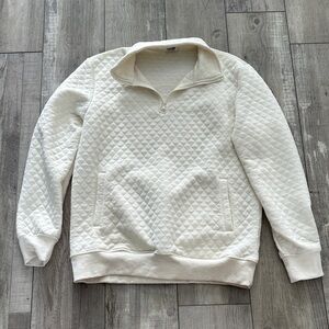 Men's Cream Quilted Zip-Up Sweater